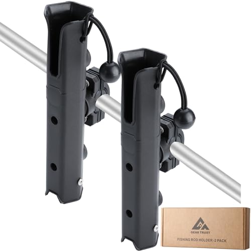 GearTrust Fishing Rod Holder for Bike Rack Adjustable Clamp on Pole Holder | Safe Fishing Pole Holder Solution on Bicycle Ebike Motorcycle Boat Kayak Golf Cart, Angle & Height Adjustable Rod Storage - color: 2 Carbon Black