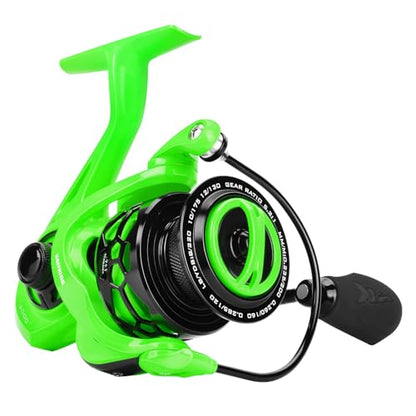 KastKing Zephyr Spinning Reels – 7+1/6+1 BB – Carbon Fiber Drag – Stainless Steel Shaft – Aluminum & CNC Spool – Black/Green/Orange – Sizes 500/1000 SFS – ICE Fishing Ready Reels! - color: Standard-Green, size: 1000