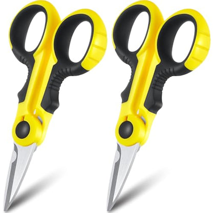 Honoson 2 Pcs 5.7" Fishing Scissors Braided Line Cutters Fishing Heavy Duty 3cr13 Non Slip Serrated Edge Scissors Saltwater Freshwater Braid Multi Function Snips for Trimming (Yellow Black) - color: Yellow Black