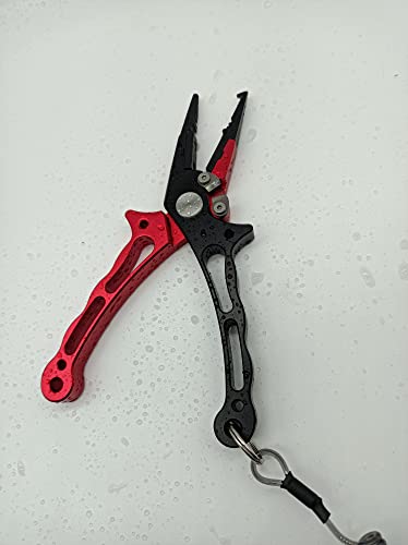 EDSTAR Fishing Pliers,Fish Lip Grippers with Missing Rope,Braid Scissors, Fishing Tools Set, Fishing Gifts for Men - color: 2# Red set