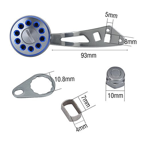 Fishing Reel Handle, Durable Metal Power Handle Replacement with Assembly Parts Baitcasting Reel Knob Grip for Anglers Freshwater Saltwater Fishing