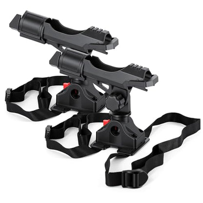 Fishing Boat Rods Holder with Mount Bracket - 360 Degree Adjustable for Fishing Pole Rods - Ideal for Boats and Kayaks, 2 Pack
