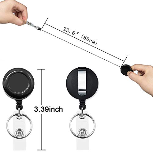 5Pcs Colorful Lanyards with Vertical ID Badge Holder and Retractable Reel | Flat Neck Lanyard,For Keys Women Teacher Men - color: Black,blue,green,purple,orange