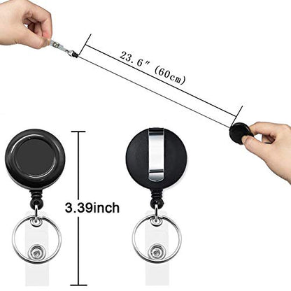 5Pcs Colorful Lanyards with Vertical ID Badge Holder and Retractable Reel | Flat Neck Lanyard,For Keys Women Teacher Men - color: Black,blue,green,purple,orange