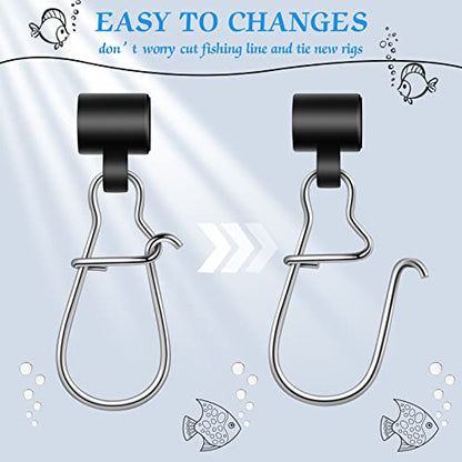 Sumind 50 Pieces Fishing Line Sinker Slides with Duo Lock Fishing Clips with Hooked Sinker Line Connector Tackle - color: Black, size: 4.3 cm/1.69 inch