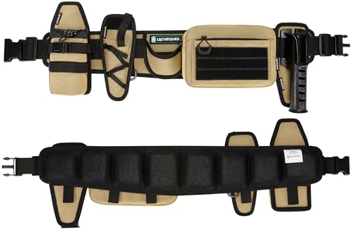 Wading Fishing Belt with Rod Holder and Tackle Pouch, Tan | Hands Free for Lure, Lumbar Support, Waists 32 to 61 Inches, Modular Detachable, Pliers Holster, Water Bottle Holder - color: Tan