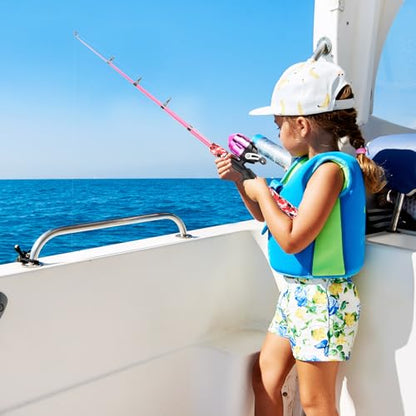 WIDDEN Kids Fishing Pole, Portable Telescopic Kids Fishing Poles for Boys and Girls, Fishing Rod and Reel Combo Kit with Tackle Box, and Fishing Net, Best Fishing Pole for Toddler Youth - color: Pink+Pink