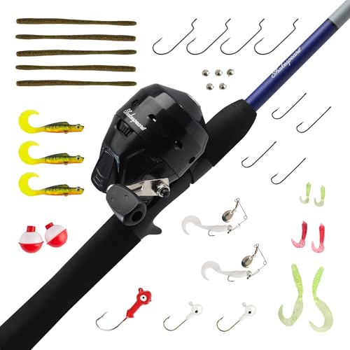 Shakespeare Catch More Fish Spincast Reel and Fishing Rod Combo with Kit - color: Lake/Pond - Grey, style: 2024 Model