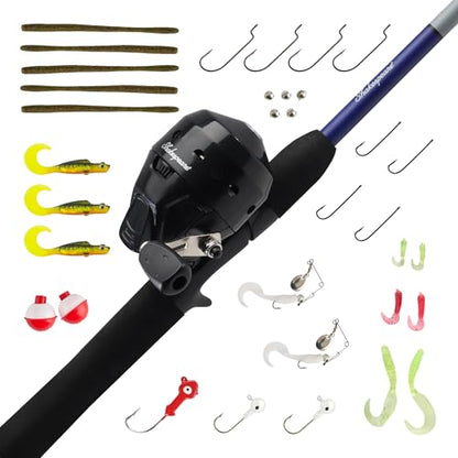 Shakespeare Catch More Fish Spincast Reel and Fishing Rod Combo with Kit - color: Lake/Pond - Grey, style: 2024 Model
