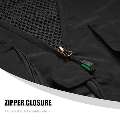 TOLOER Men's Summer Fishing Vest Multi Pockets Casual Vests Waterproof Quick Dry Outdoor Mountain Photography - color: Black-8898, size: Large