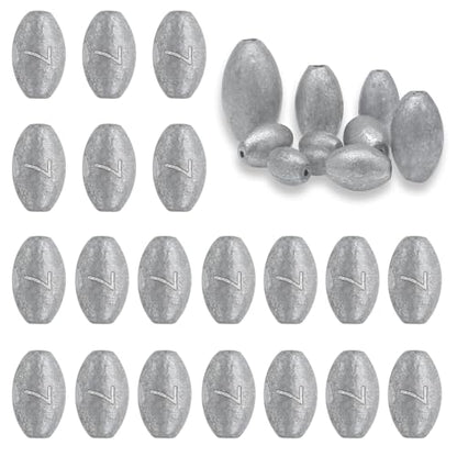Egg Weights Fishing Sinkers Weights Assortment Lead Oval Shaped Drop Weight | Sinker Tackle for Freshwater Saltwater Fishing Bass Casting - style: 1/4oz-20pc