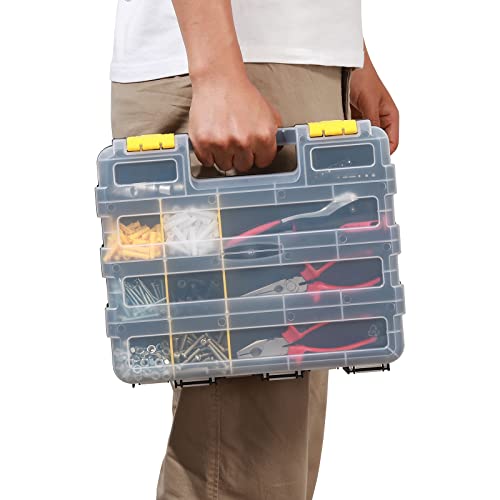 MIXPOWER 34-Compartment Double Sided Organizer with Impact Resistant Polymer and Customizable Removable Plastic Dividers, storage and carry, Black/Yellow - size: 12.5-inch-Yellow
