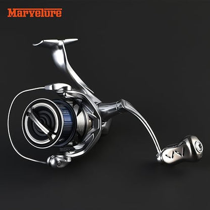 Mamba Series Power Handle 2.28'' (58 mm) with Titanium Knob Compatible for Shimano Stradic FL FM, Stella, Vanford, Vanquish, Twin Power, Nasci FC FD 1000-5000 Spinning Reels - color: Silver