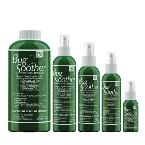 Bug Soother Natural Insect Repellent Spray Family Pack, DEET-Free (5 count) | Plant Based | Repels Mosquitos, Gnats & No See'ums | Family Safe | Includes 1 oz, 2, oz, 4 oz, 8 oz, 16 oz. - color: Large Family Pack