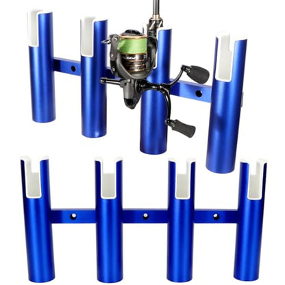 2PCS 4-Tube Aluminum Fishing Rod Holder for Boat, Wall-Mounted Fishing Pole Roof Rod Rack, Surf Fishing Rod Holder for Truck, Boats & Yacht - color: Blue