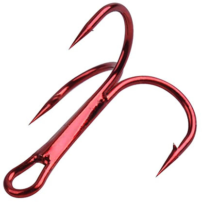 Fishing Red Treble Hooks- 80/120pcs Sharp Round Bend Barbed Treble Hook High-Carbon Steel Triple Hooks for Bass Trout Saltwater Freshwater Size 1/0 1 2 4 6 8 10 12 14 - color: RED, size: 120PCS-10#