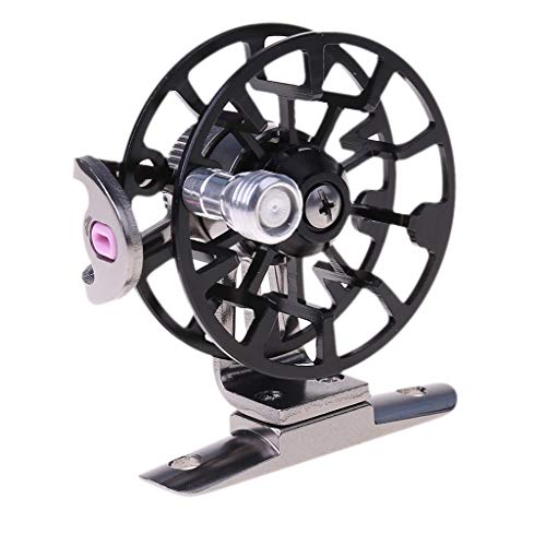 Full Metal Ultra-Light Former Ice Fishing Reels Wheel Fly Reel Aluminum Fly Little Inline Lightweight Rod and Combo Rods Accessories - color: black