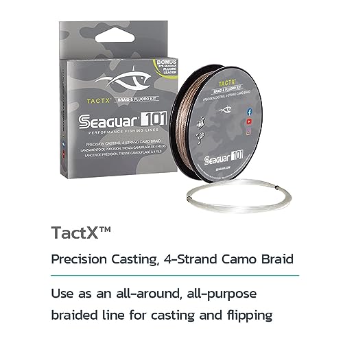 Seaguar TactX Braided Fishing Line & Fluoro Kit, with Free Leader - size: 15lbs/150yds