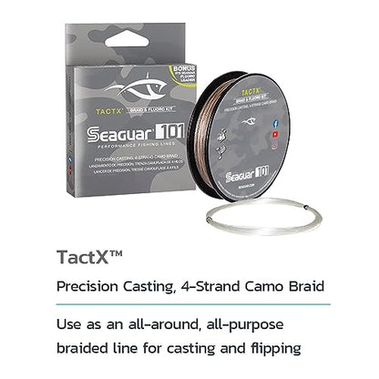 Seaguar TactX Braided Fishing Line & Fluoro Kit, with Free Leader - size: 20lbs/150yds