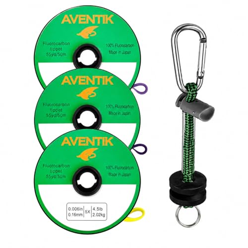 Aventik Fly Fishing Tippet Leader Fluorocarbon Line Fly Line Tippet Holder Fast Sinking Invisible - size: 3pc-5X