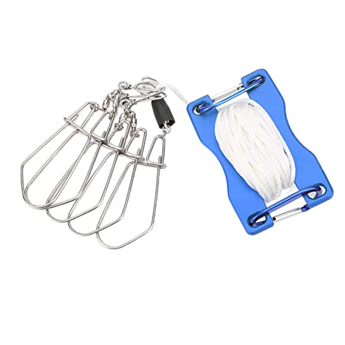 Live Fish Lock Portable Stainless Steel Fishing Stringer with Wear - Resistant Nylon Rope, D - Shaped Carabiner and Quick - Release Pin for Big Game Lure Fishing - color: Blue