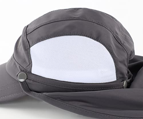 Connectyle Kids Sun Hat with Removable Neck Flap UPF 50+ Sun Protection Baseball Cap Summer Beach Sun Hats 3-6 Years - color: Dark Grey