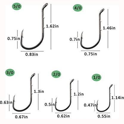 Fishing Baitholder Hooks - 100pcs Barbed Shank Sharp Strong High Carbon Steel Octopus Bait Holder Hooks for Freshwater Saltwater Live Bait Fishing - size: 2/0-100PCS