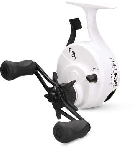 13 Fishing - Freefall Ghost - Inline Ice Fishing Reels - style: Left Hand Retrieve