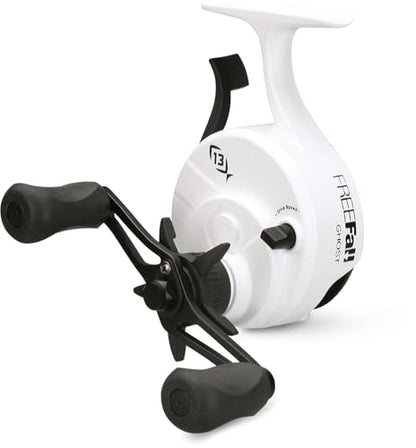13 Fishing - Freefall Ghost - Inline Ice Fishing Reels - style: Left Hand Retrieve