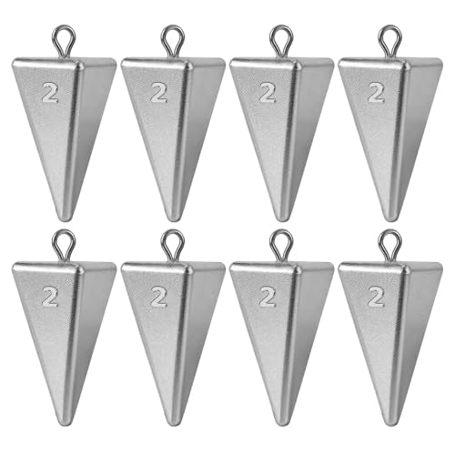 Pyramid Sinkers Fishing Weights Sinkers, Saltwater Fishing Weights Assortment Pyramid Weights for Surf Fishing - size: 2oz-8pcs