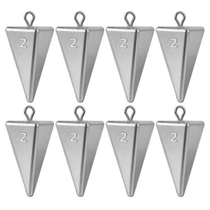 Pyramid Sinkers Fishing Weights Sinkers, Saltwater Fishing Weights Assortment Pyramid Weights for Surf Fishing - size: 2oz-8pcs