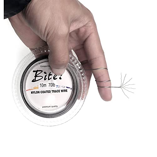 5LB-280LB 7 Strands Stainless Steel Wire Leader Nylon Coated-32.8ft Fishing Leader with 10pcs Crimp Sleeves - color: Silver with spool, size: 40LB