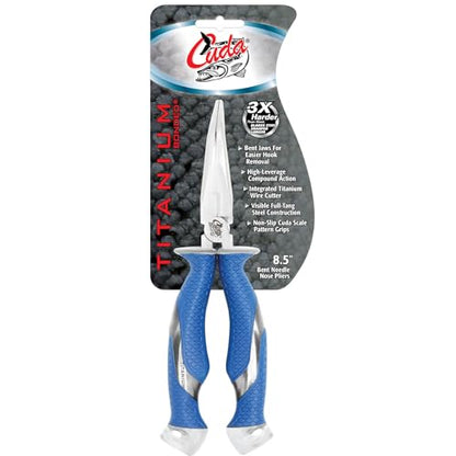 CUDA 8.5" Bent Needle Nose Pliers | Durable Steel Titanium Bonded Fishing Wire, Mono & Fluorocarbon Cutter with Non-Slip Cuda Grips | for Saltwater & Freshwater Use (Pack of 3) - size: One Size (Pack of 3)