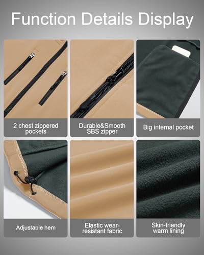 CREATMO US Men's Casual Lightweight Warm Thin Outerwear Vest Windbreaker Sleeveless Jacket With Removable Hood - color: Khaki, size: X-Large
