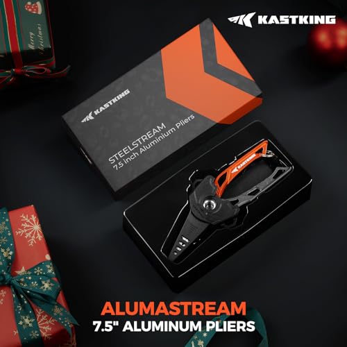 KastKing AlumaStream 7.5" Aluminum Fishing Pliers, Hook Remover, Split Ring Pliers, Fishing Gear, Fishing Gifts for Men, Corrosion-Resistant Saltwater & Freshwater Pliers, 17-4 Stainless Steel Jaws - size: A：7.5" Aluminum Plier