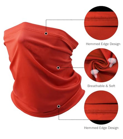 Fishing Neck Gaiter, Sun Protection Face Mask, Cooling Neck Shield Scarf Cycling Balaclava Bandana for Men and Women - color: Red Pack