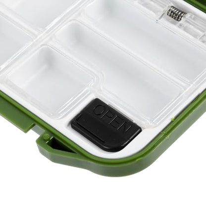 DOITOOL Waterproof Tackle Box Mini Fishing Utility Box with Compartments Green Small Fishing Lure Storage Container for Fly and Saltwater Anglers