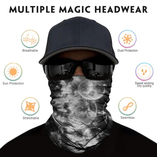 Neck Gaiter for Men Women Headwear Bandana Head Wrap Face Scarf Mask Cover Warmer Balaclava-Seamless & Versatile - color: A-6pcs-black Style 3
