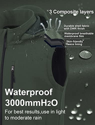 CREATMO US Men's Casual Lightweight Warm Thin Outerwear Vest Windbreaker Sleeveless Jacket With Removable Hood - color: Army Green, size: 4X-Large