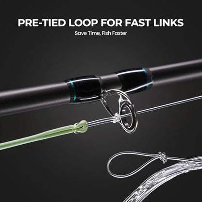 Piscifun Fly Fishing Leader with Pre-Tied Loop, Tapered Fly Line Leader, Nylon, Clear, 6 Pack, 7.5FT, 9FT, 12FT, 0X 1X 2X 3X 4X 5X 6X 7X - size: 7.5ft-6 pack, style: 7x-1.8lb