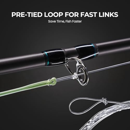 Piscifun Fly Fishing Leader with Pre-Tied Loop, Tapered Fly Line Leader, Nylon, Clear, 6 Pack, 7.5FT, 9FT, 12FT, 0X 1X 2X 3X 4X 5X 6X 7X - size: 7.5ft-6 pack, style: 4x-4.9lb