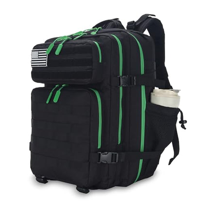 Lovelinks21 25L Tactical Military Backpack Small Travel Rucksack for Men and Women Assault Pack Bug Out Bag Molle Daypack Gym Backpack with Bottle Holder (Black Neon Green) - color: Black Neon Green
