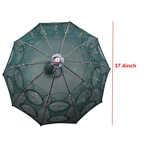 Persei Foldable Fishing Bait Trap Cast Net Cage Cast Dip Cage for Fish Shrimp Minnow Crayfish Crab Bait Trap Cage - color: 10 sides 20 holes+1 hole