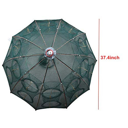 Persei Foldable Fishing Bait Trap Cast Net Cage Cast Dip Cage for Fish Shrimp Minnow Crayfish Crab Bait Trap Cage - color: 10 sides 20 holes+1 hole