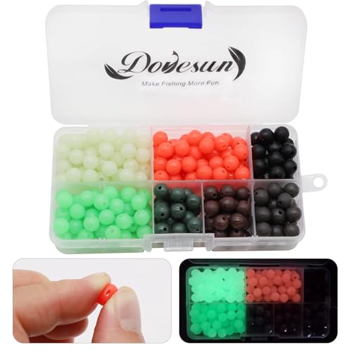 Dovesun Soft Rubber Fishing Beads Fishing Bait Eggs Accessories 7 Colors with Tackle-Box 0.23in(600pcs), 0.31in(250pcs), 0.39in(120pcs) - color: Round-0.31in/8mm*250pcs