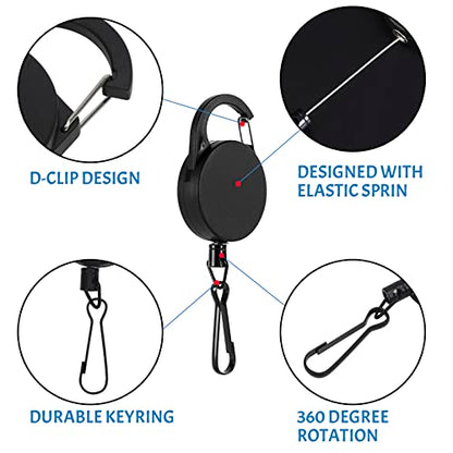 Starsouce 2PCS Fly Fishing Zinger Retractors with Retractable Buckle Stainless Steel Easy Pull Fishing Line Clipper Retractors