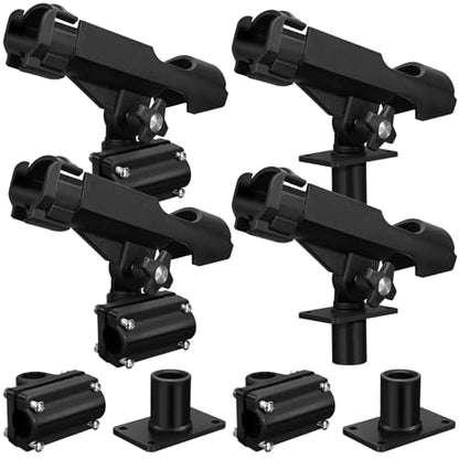 Liliful 4 Pcs Fishing Rod Holder for Boat Adjustable Kayak Swivel Fishing Pole Holders Accessories, Black - style: Classic
