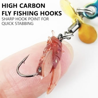 15 Pcs Trout Spoon Lures Spinnerbaits Fly Fishing Spinners Hand-Tied Spoons for Bass Pike Salmon Freshwater Saltwater