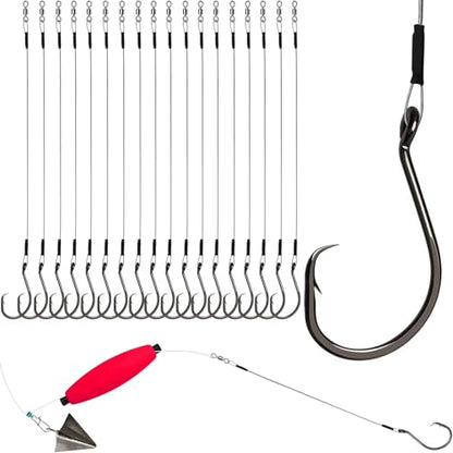 Dovesun 30PCS/20PCS Circle Hooks Fishing Pre-Rigged Catfish Rig for Saltwater Freshwater Catfish Hooks with Wire Leader 2/0 4/0 6/0 8/0 10/0 - color: C-4/0 Circle Hooks Kit-20PCS