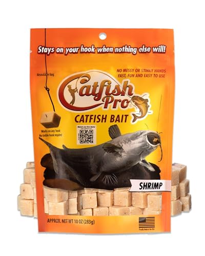 Catfish Pro Catfish Bait - 10oz Bag with 80pcs | Irresistible Scent for Catfish | Mess-Free, Stays On Your Hook When Nothing Else Will | Great for Rod, Reel, Trotline, Jugs & Yoyos Fishing - color: Shrimp